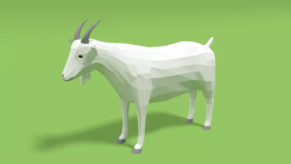 Low Poly Cartoon Goat Low-poly 3D model_0