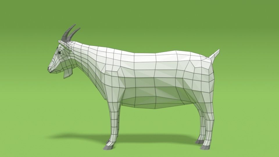 Low Poly Cartoon Goat Low-poly 3D model_9