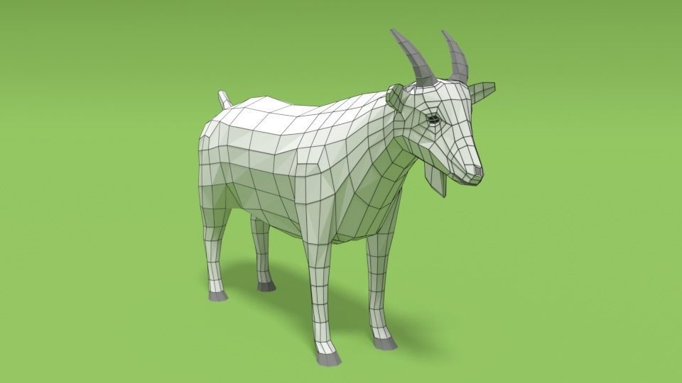 Low Poly Cartoon Goat Low-poly 3D model_11