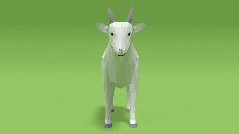 Low Poly Cartoon Goat Low-poly 3D model_2