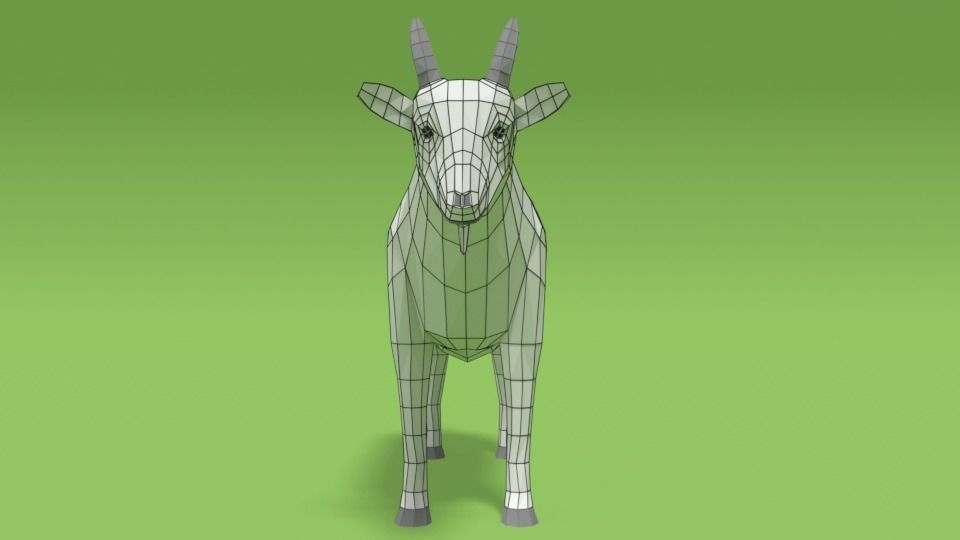 Low Poly Cartoon Goat Low-poly 3D model_10