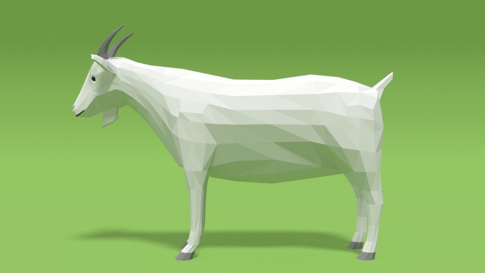 Low Poly Cartoon Goat Low-poly 3D model_1
