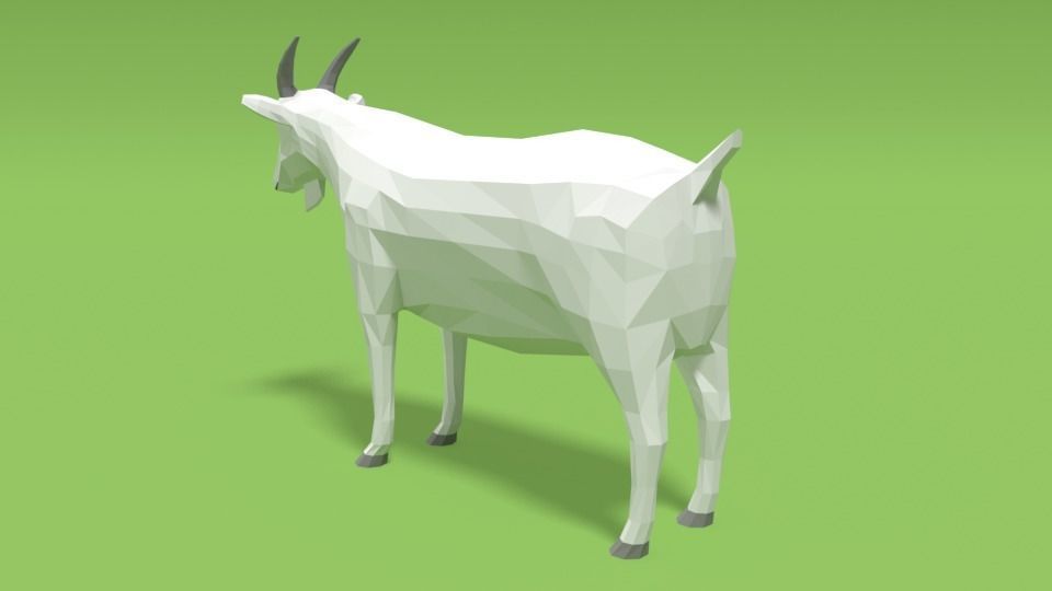 Low Poly Cartoon Goat Low-poly 3D model_6