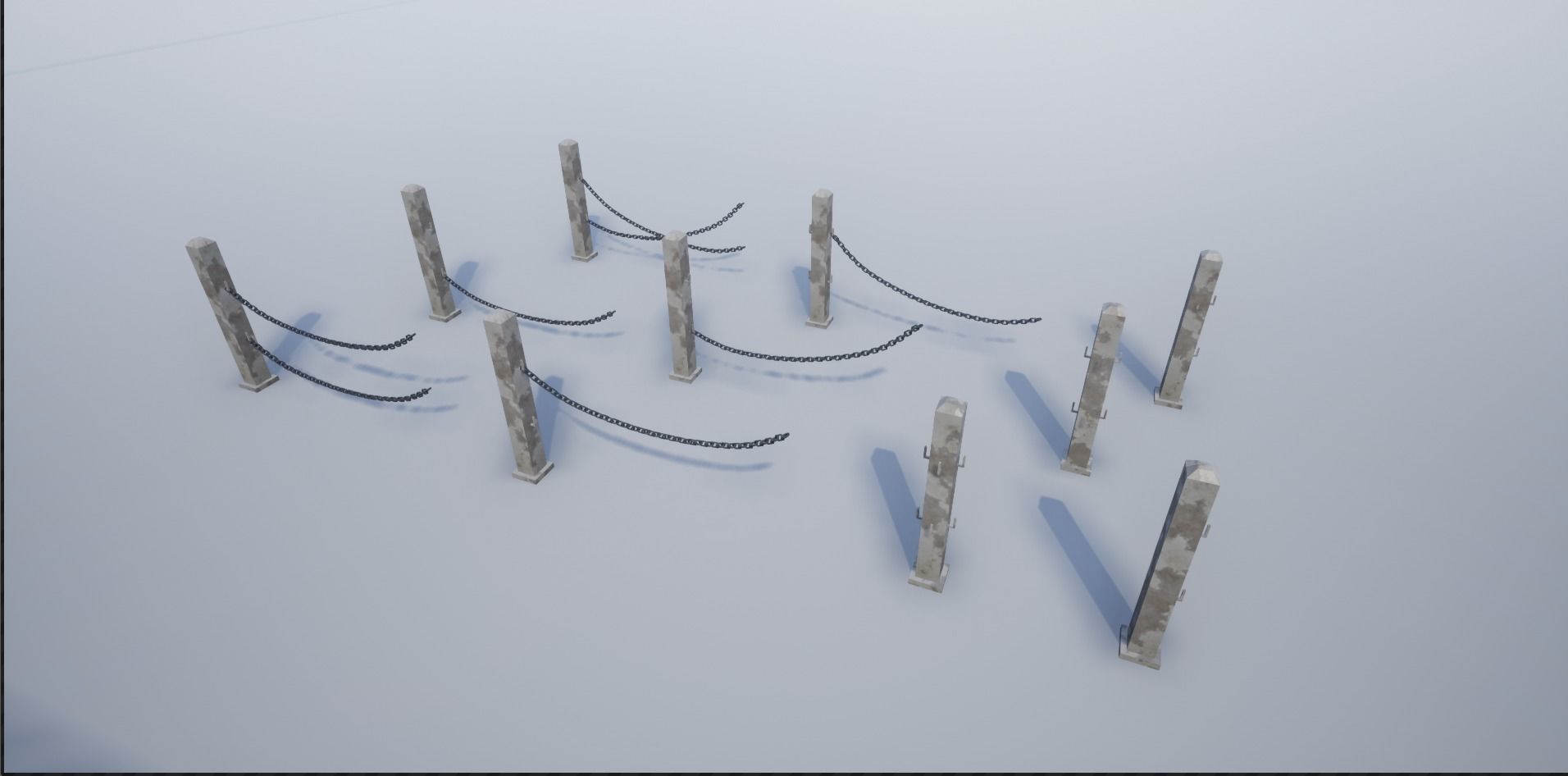 Modular Chained Poles Low-poly 3D model_5