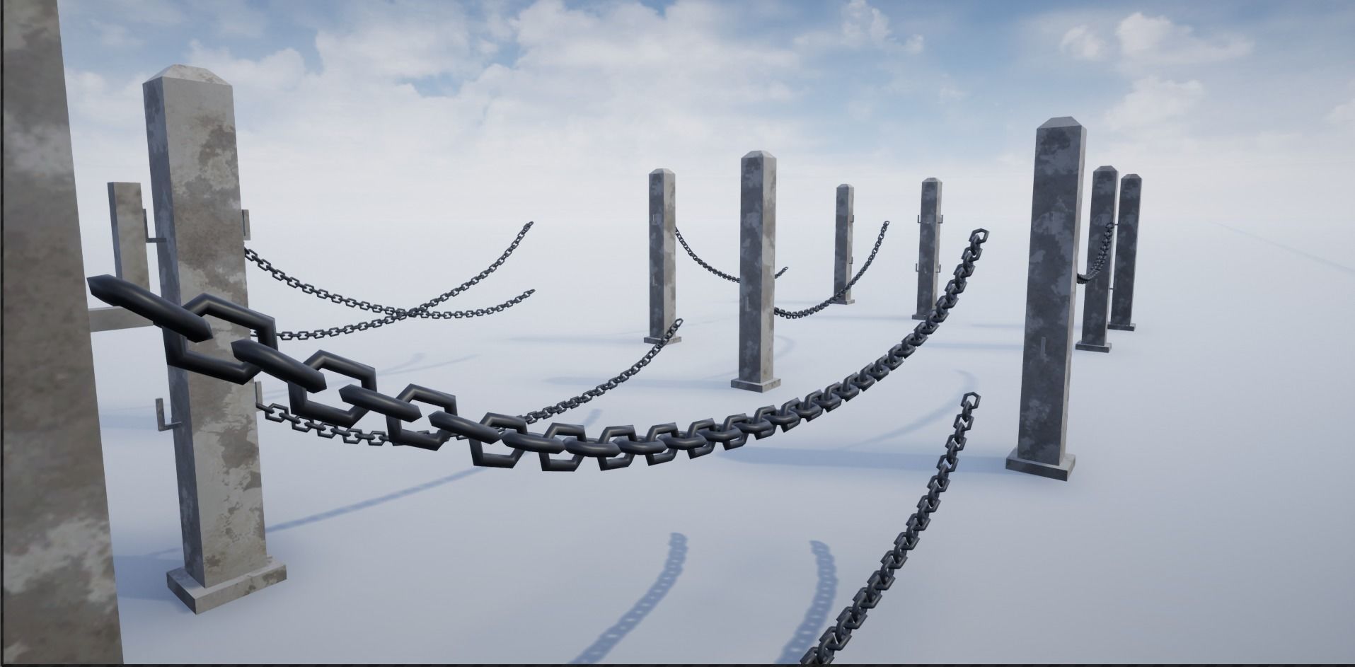 Modular Chained Poles Low-poly 3D model_1