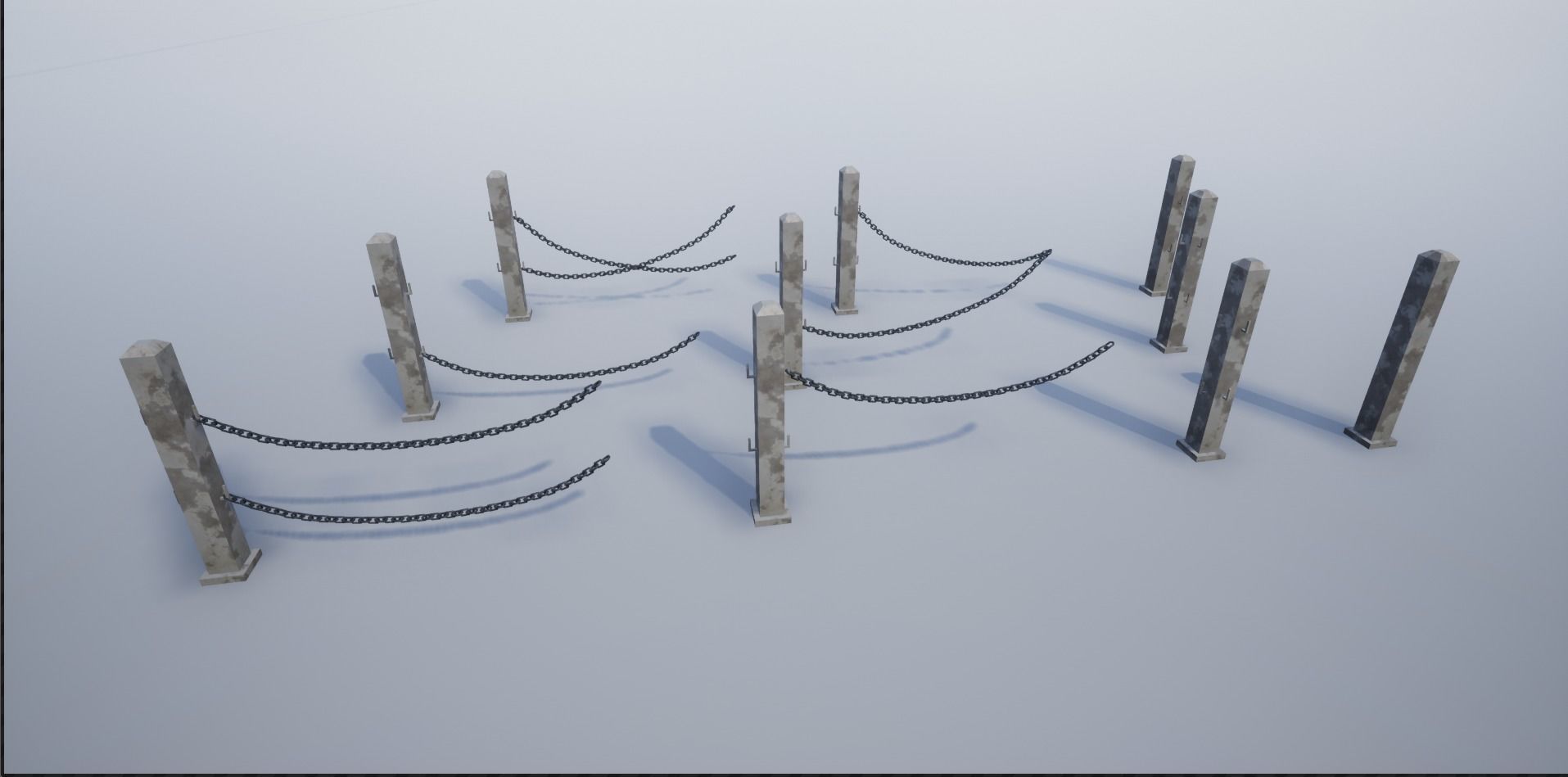 Modular Chained Poles Low-poly 3D model_6