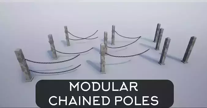 Modular Chained Poles Low-poly 3D model