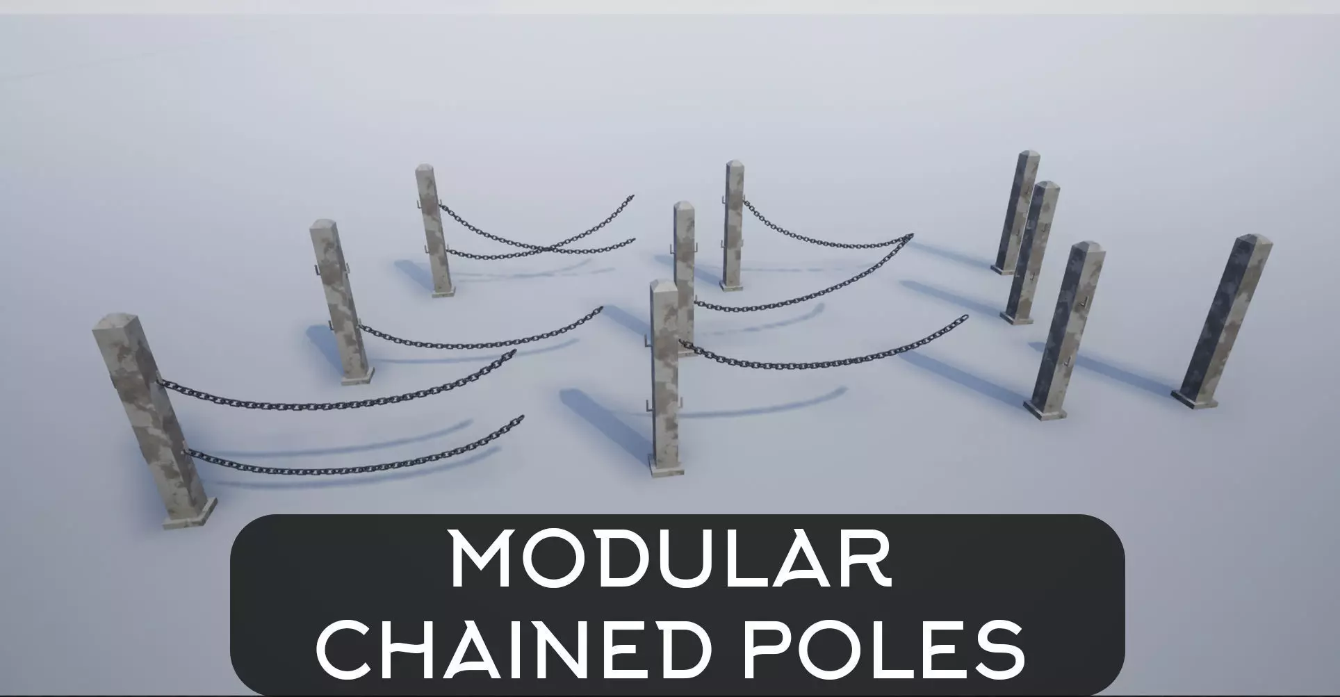 Modular Chained Poles Low-poly 3D model_0