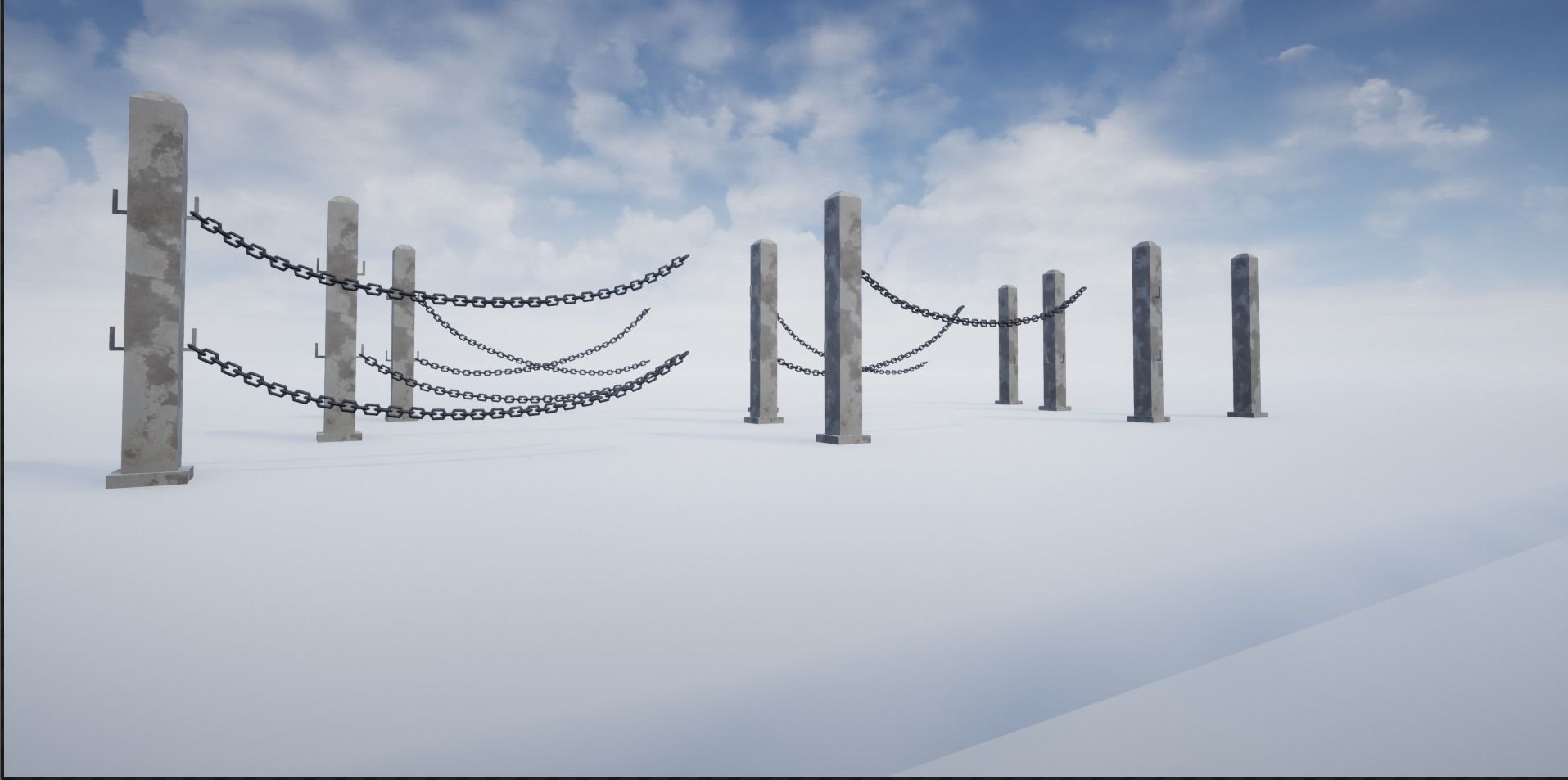 Modular Chained Poles Low-poly 3D model_3