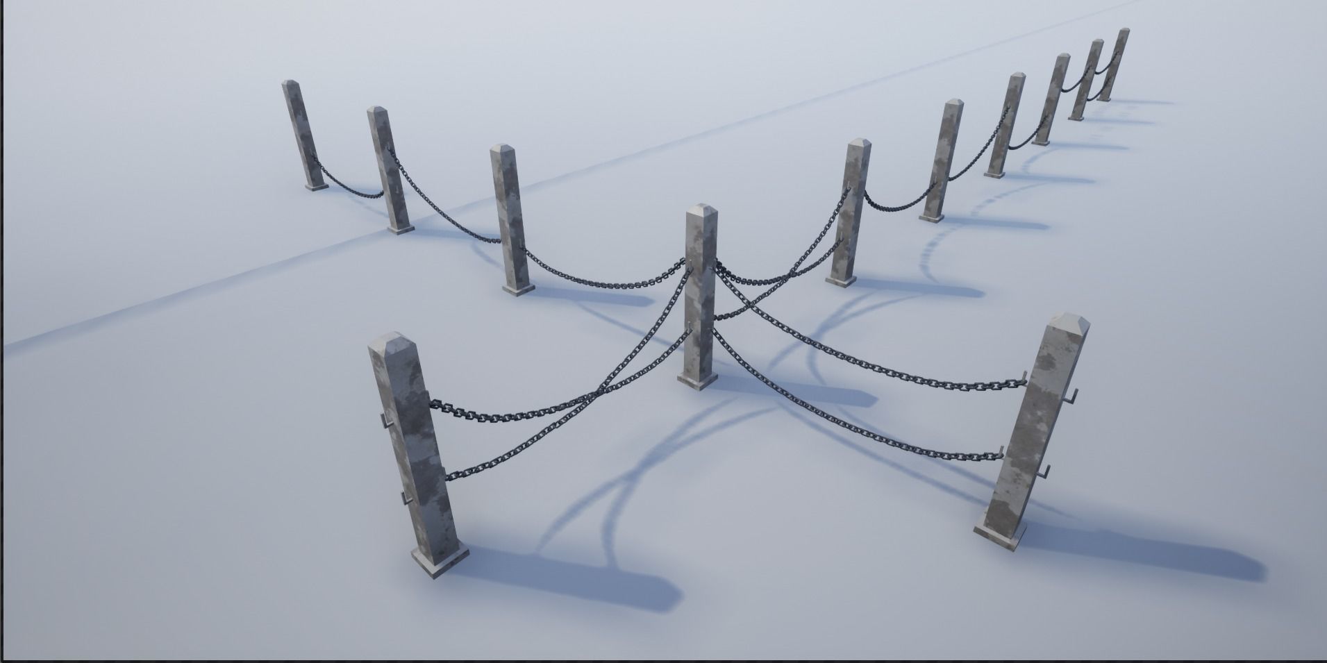 Modular Chained Poles Low-poly 3D model_4