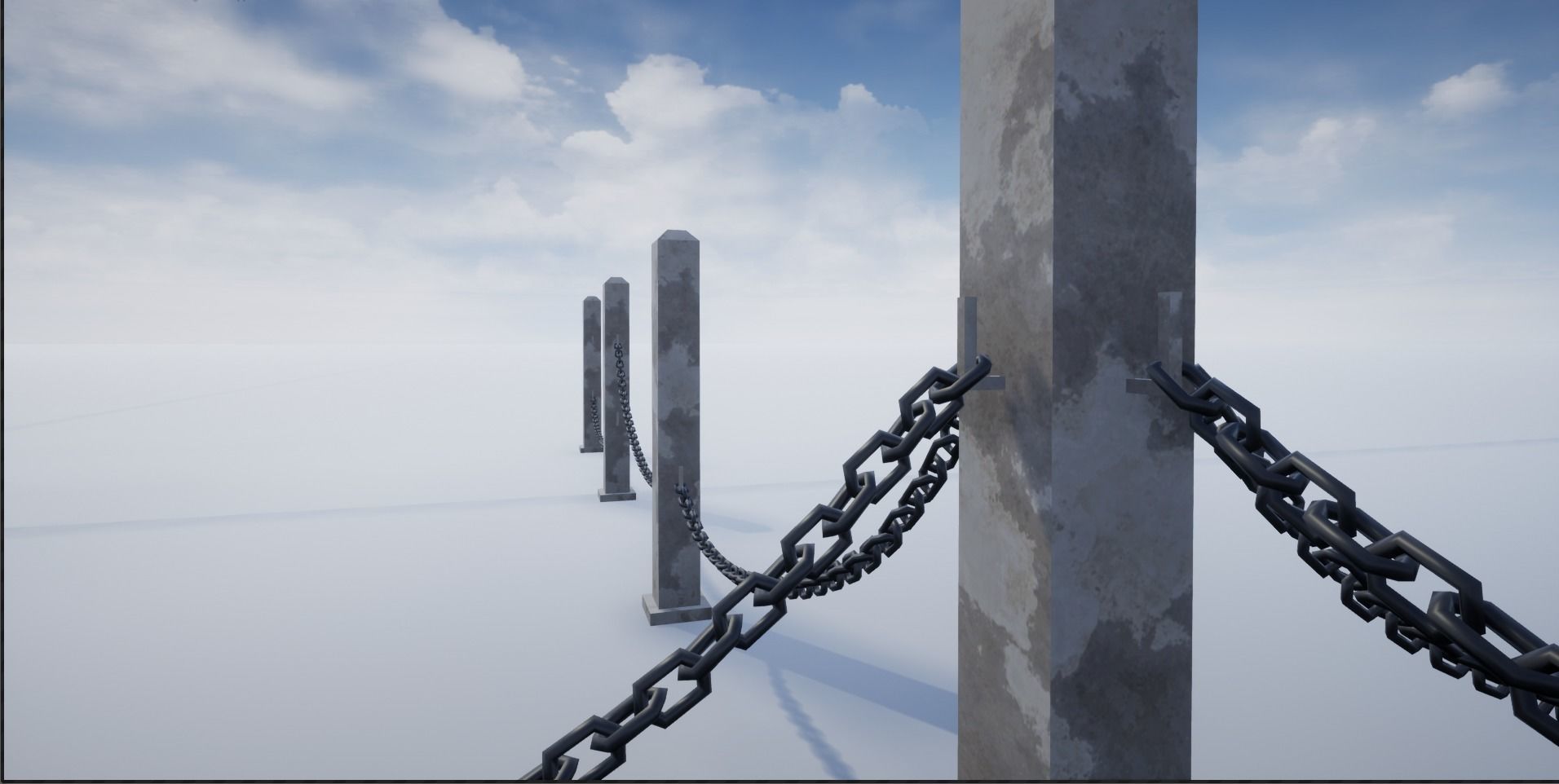 Modular Chained Poles Low-poly 3D model_2