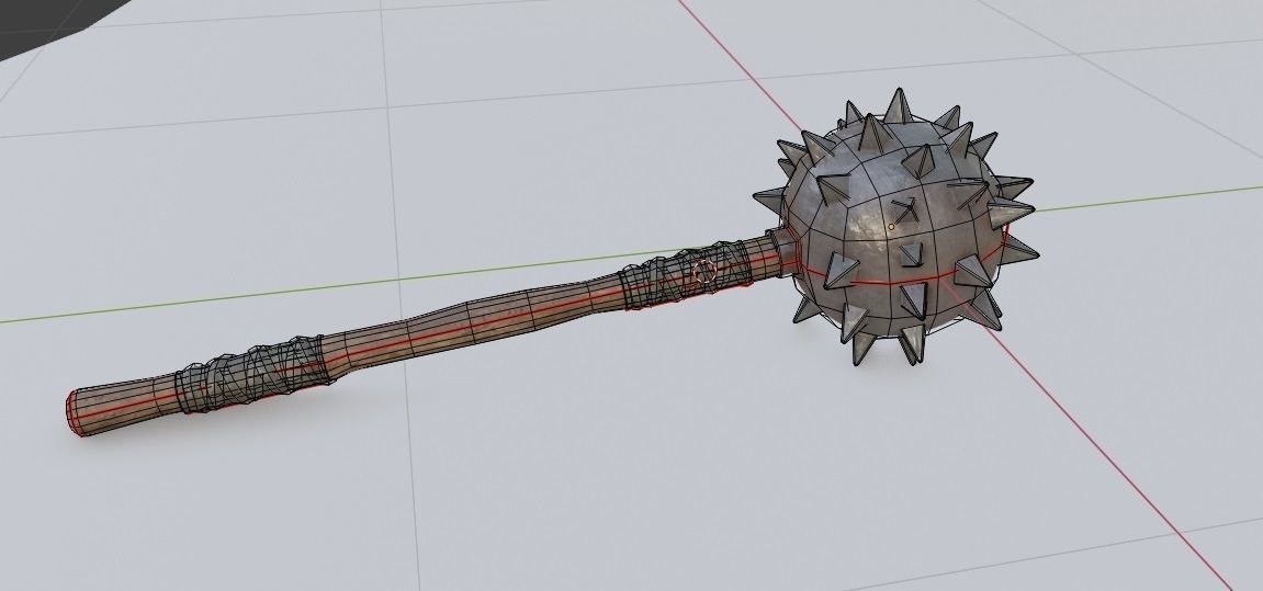 medieval Spiked Club with pbr textures Low-poly 3D model_6