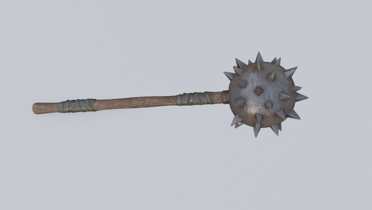 3D model medieval Spiked Club with pbr textures VR / AR / lowpoly