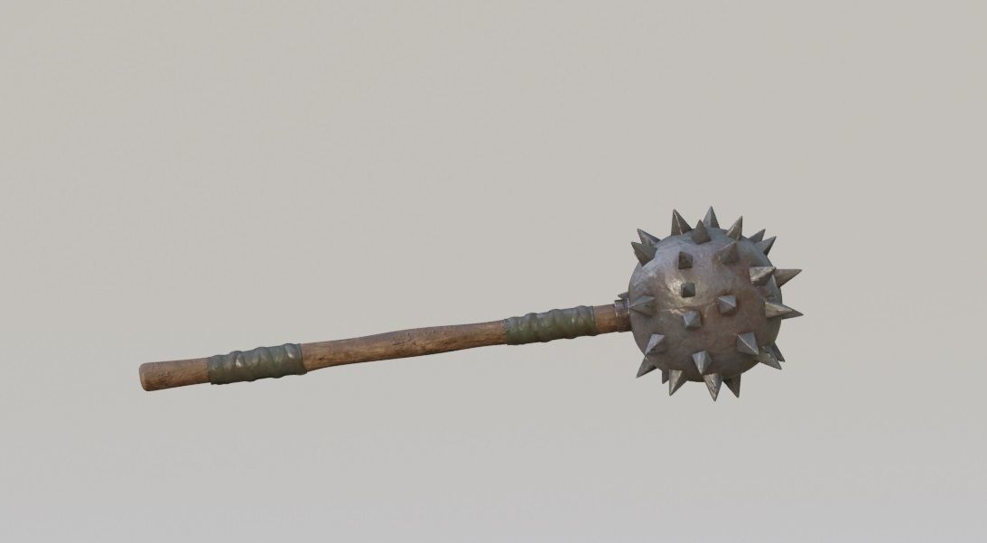 medieval Spiked Club with pbr textures Low-poly 3D model_2