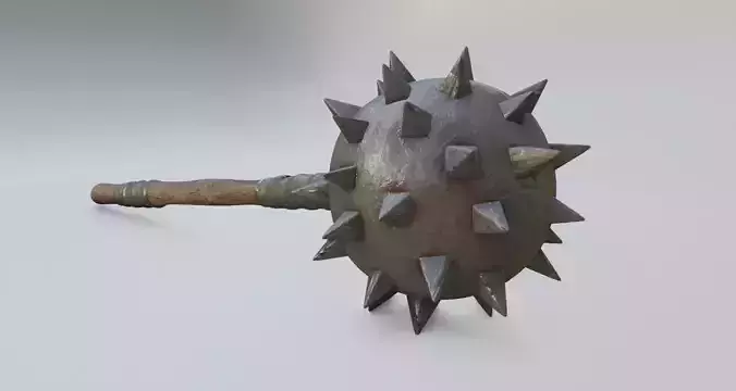 medieval Spiked Club with pbr textures Low-poly 3D model