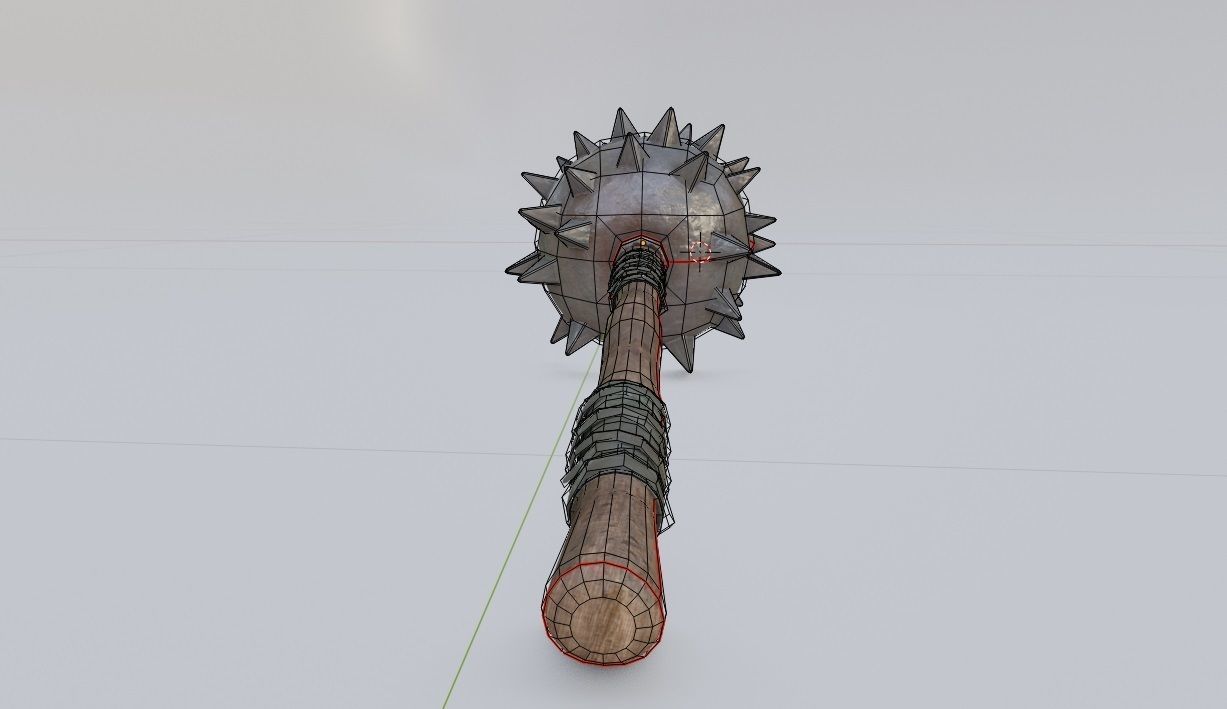 medieval Spiked Club with pbr textures Low-poly 3D model_8