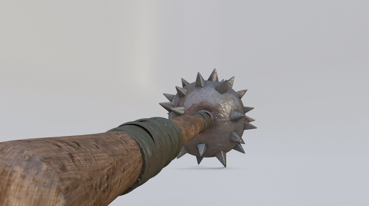 medieval Spiked Club with pbr textures Low-poly 3D model_5