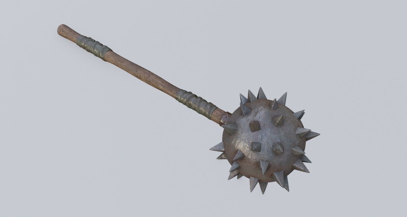 medieval Spiked Club with pbr textures Low-poly 3D model_3
