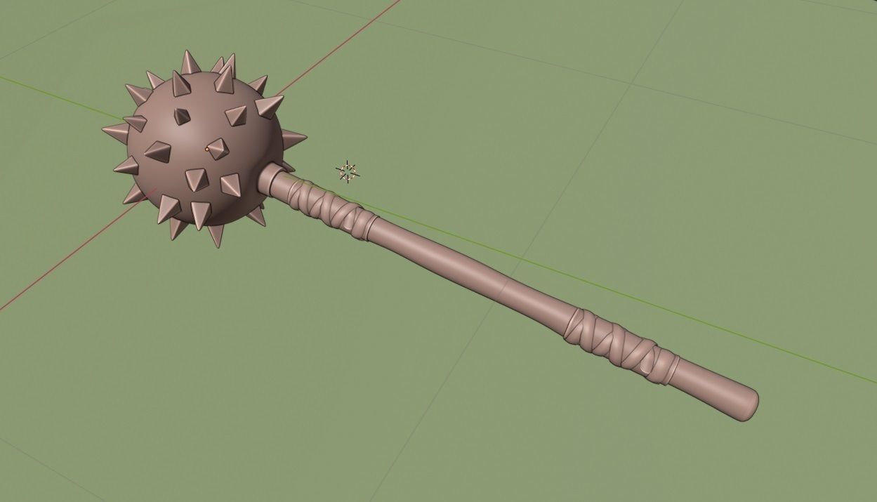 medieval Spiked Club with pbr textures Low-poly 3D model_9