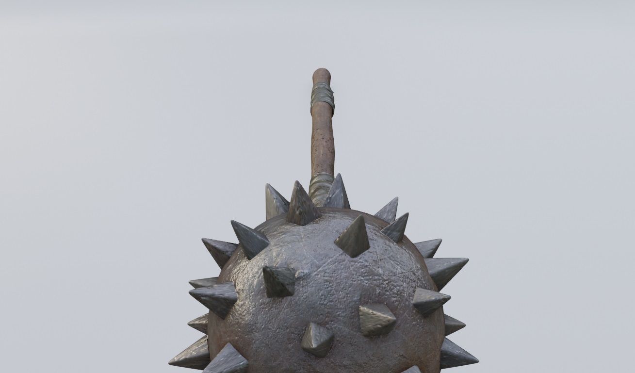 3D model medieval Spiked Club with pbr textures VR / AR / lowpoly
