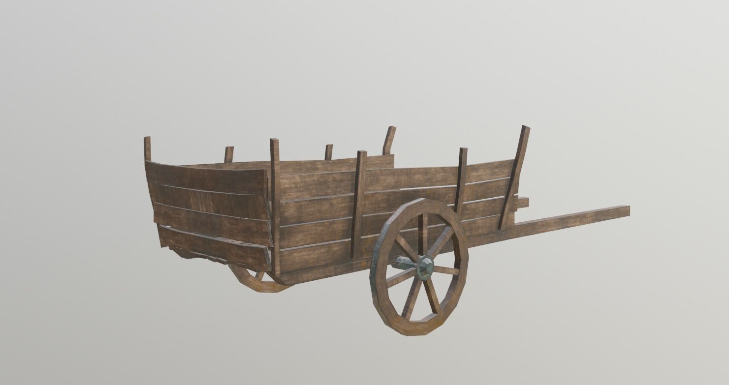 medieval cart with pbr textures Low-poly 3D model_8