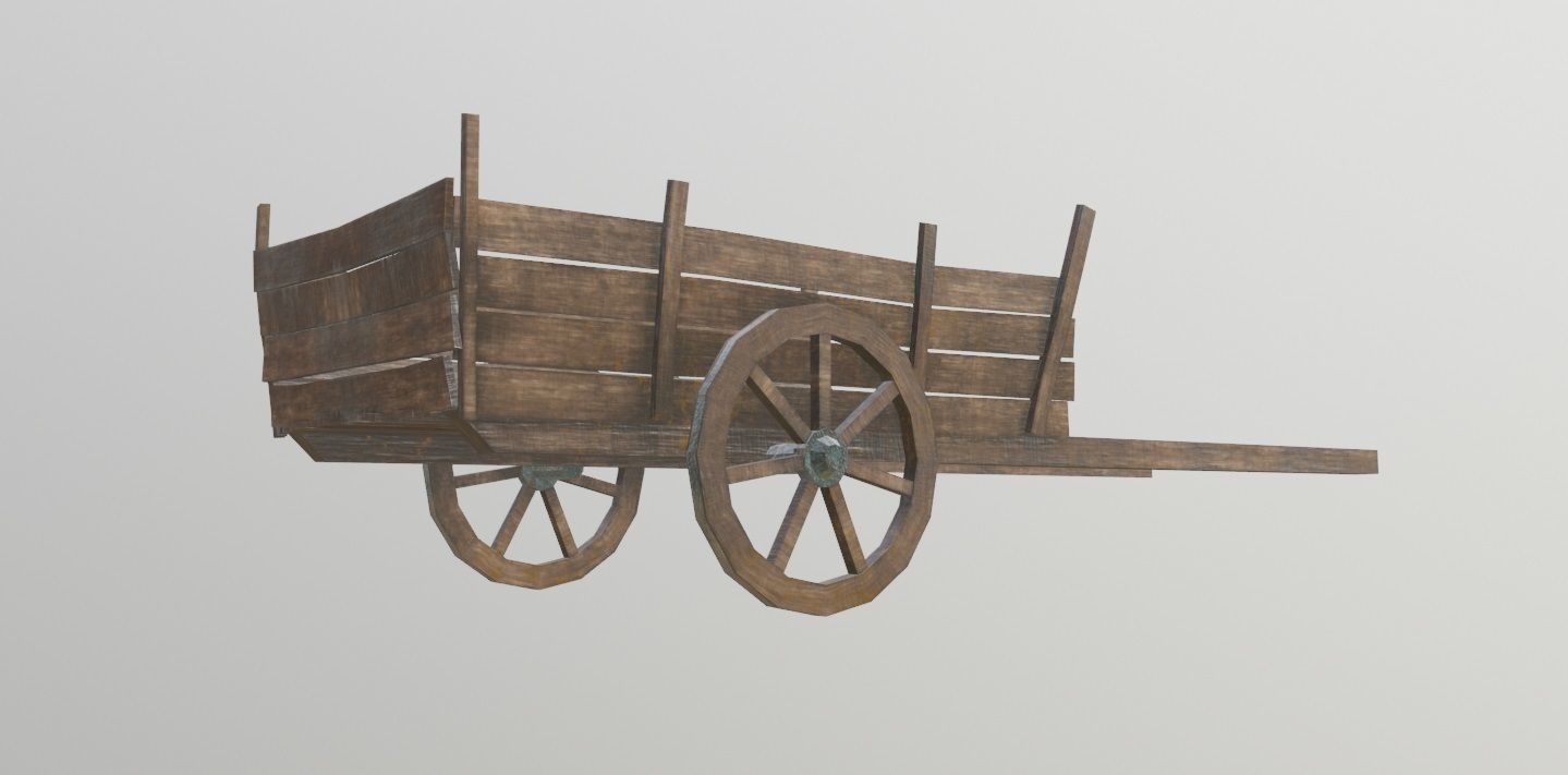 medieval cart with pbr textures Low-poly 3D model_1