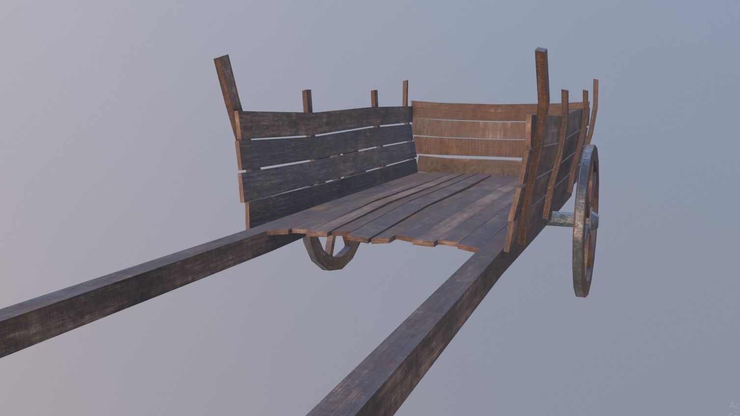 medieval cart with pbr textures Low-poly 3D model_4