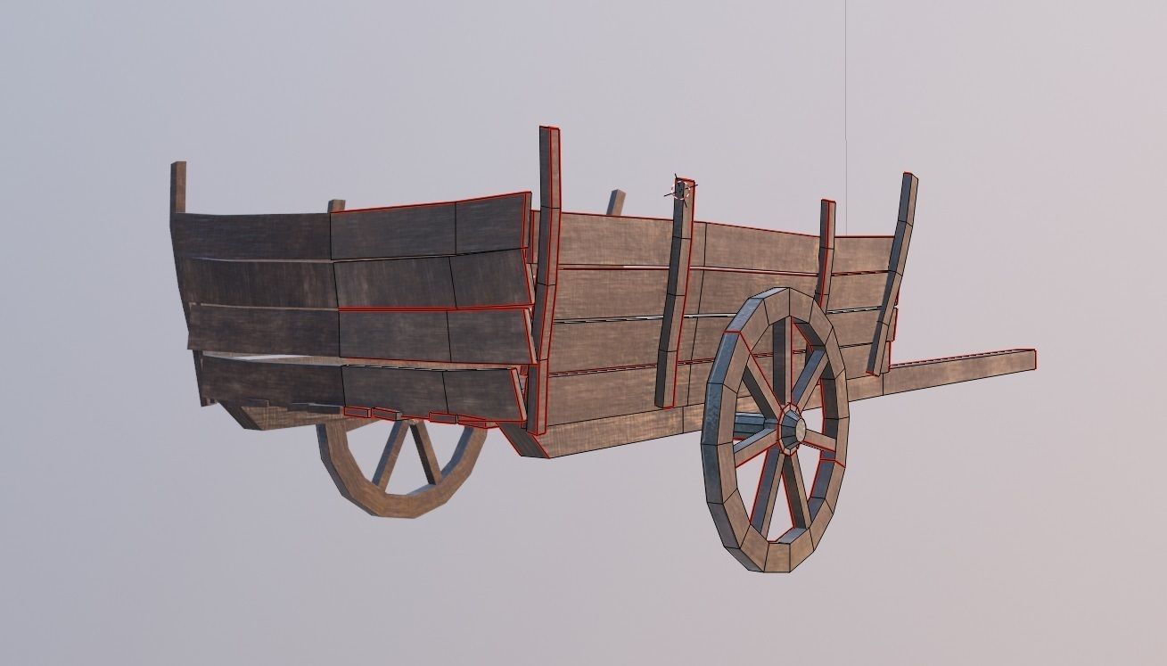 medieval cart with pbr textures Low-poly 3D model_7