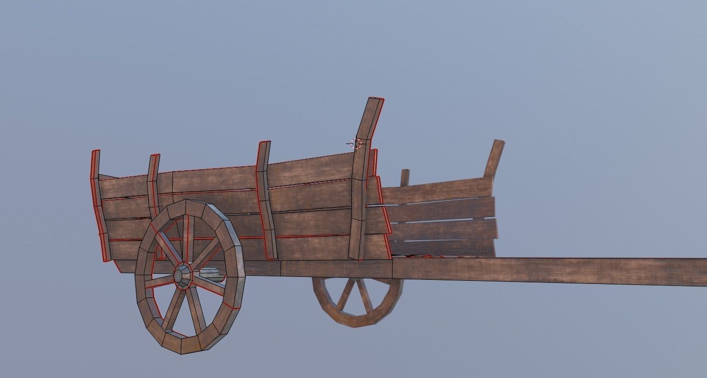 medieval cart with pbr textures Low-poly 3D model_6