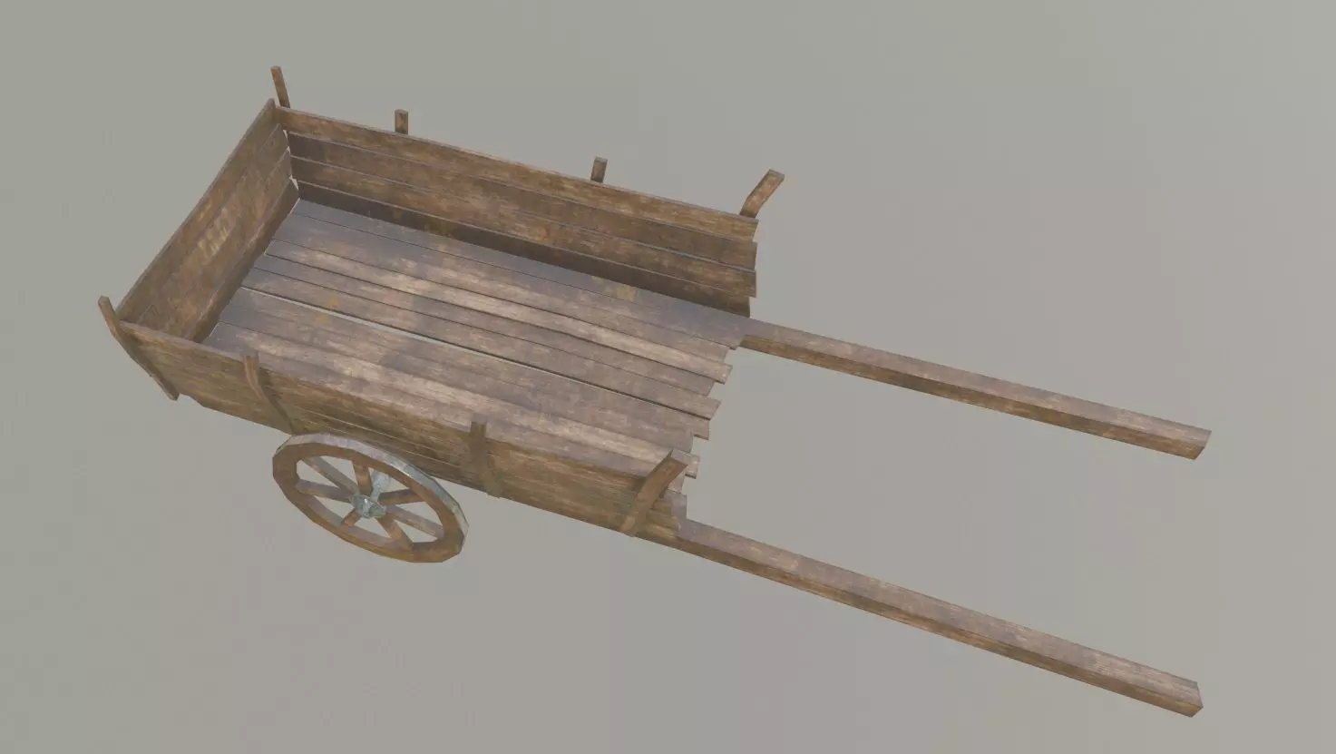 medieval cart with pbr textures Low-poly 3D model_0