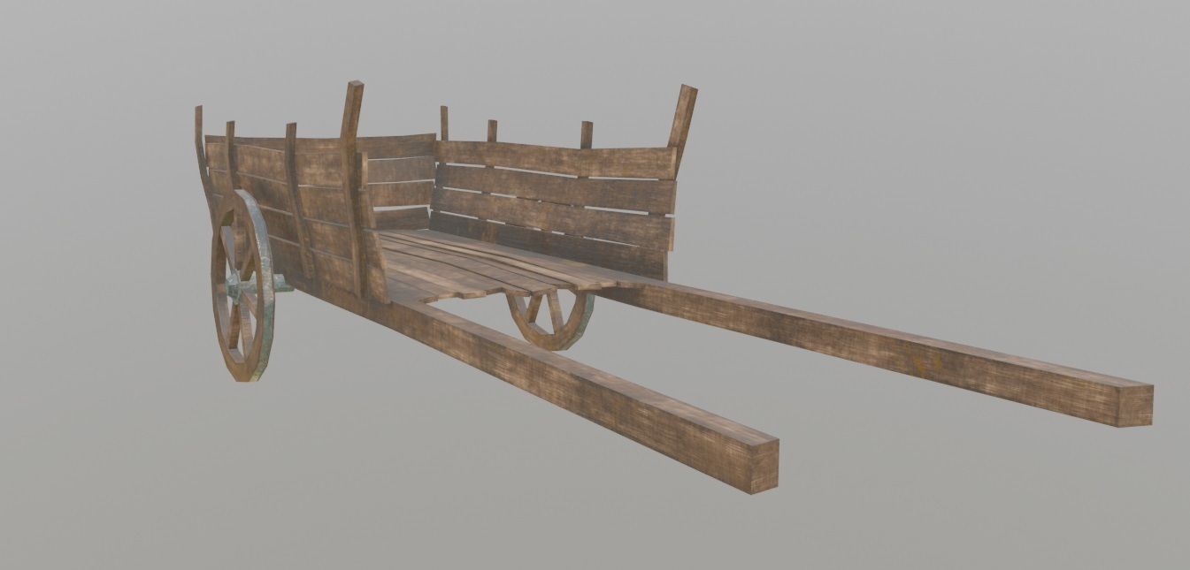 medieval cart with pbr textures Low-poly 3D model_2