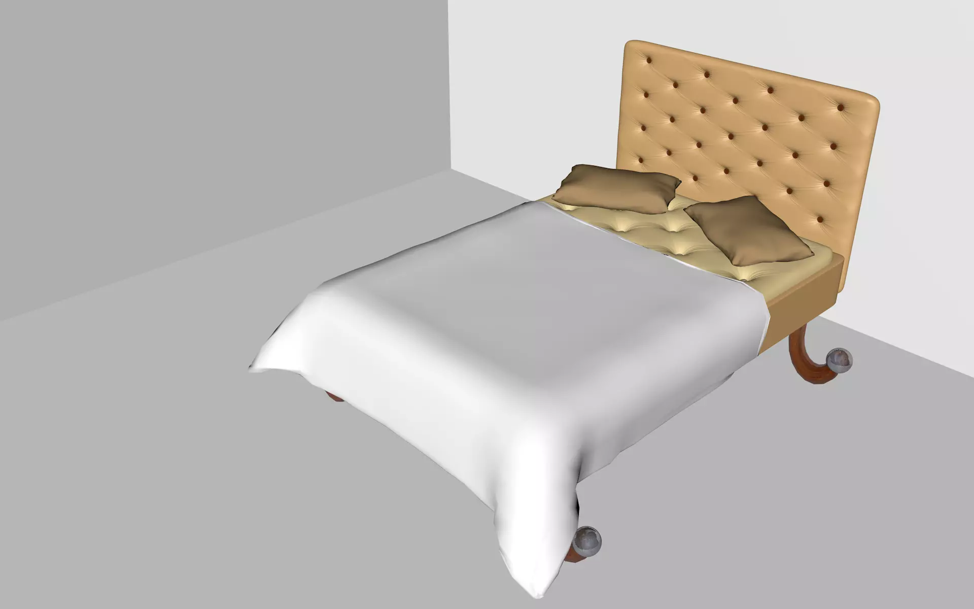 modern bed Low-poly 3D model_0