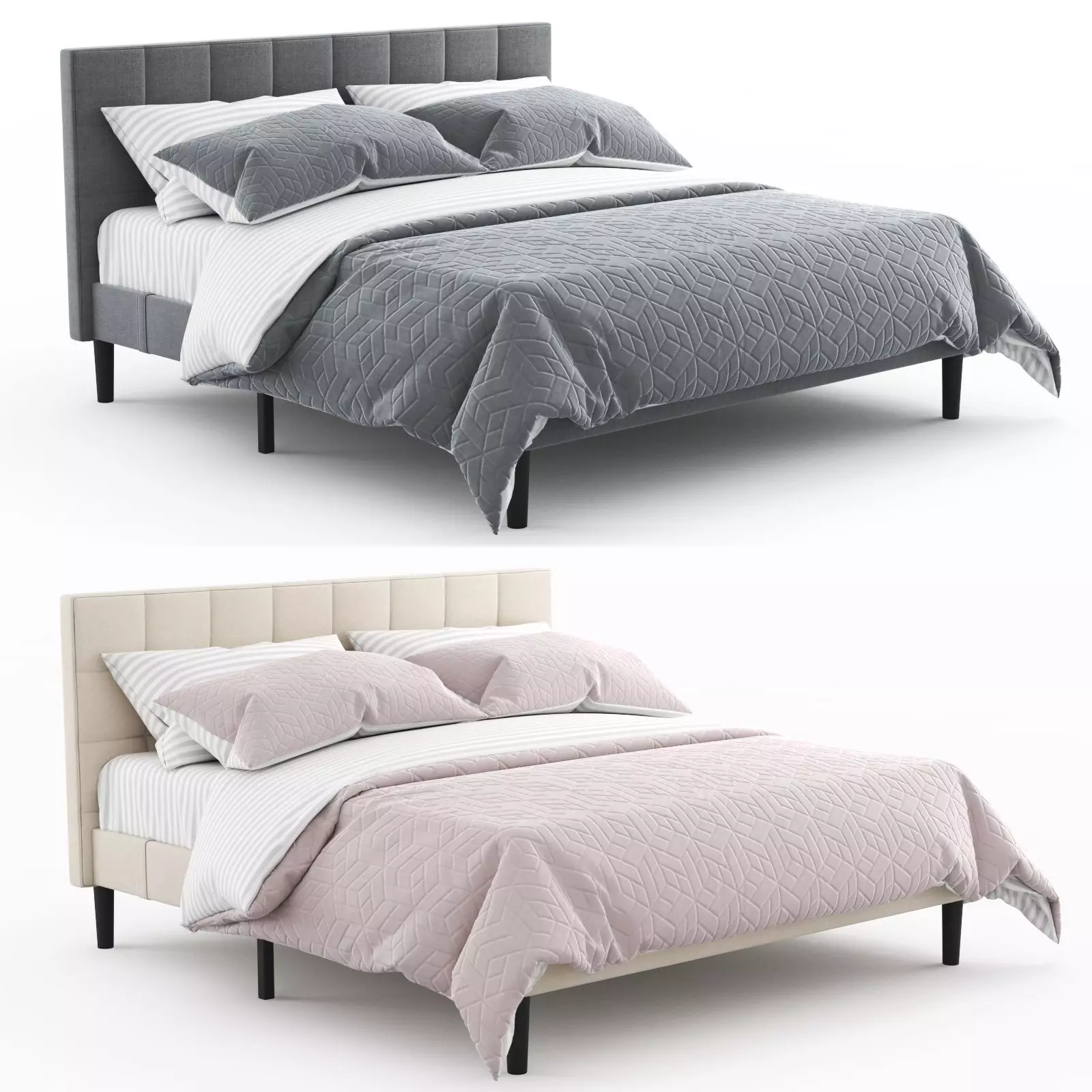 Colby upholstered platform tufted Bed by Allmodern  3D model_0