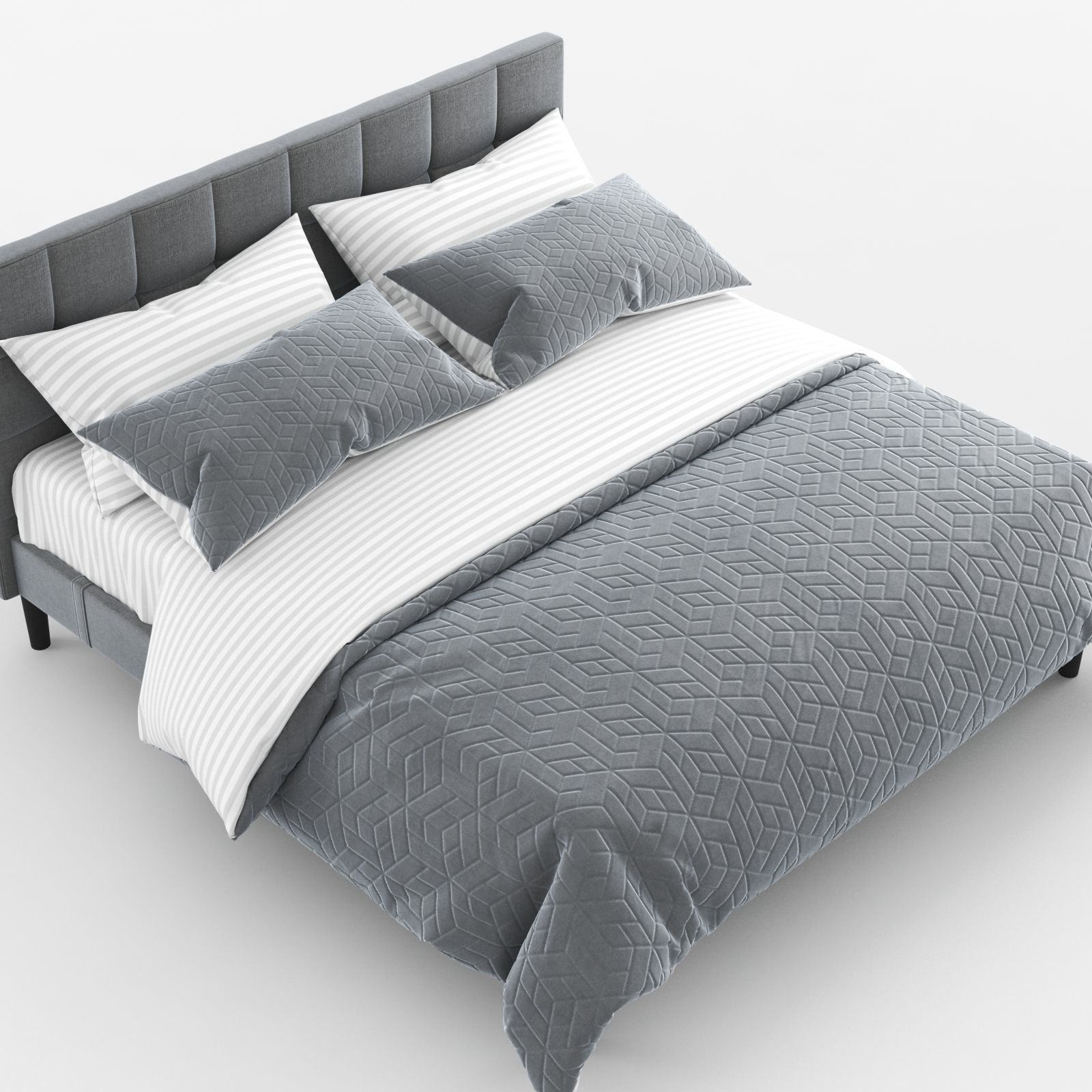 Colby upholstered platform tufted Bed by Allmodern  3D model_1