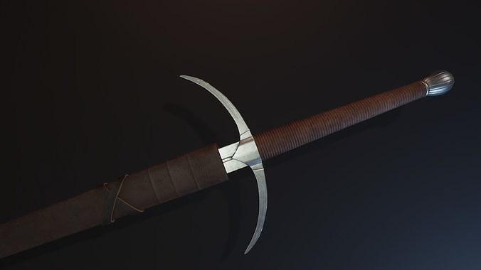 Two handed Danish sword with scabbard Free low-poly 3D model
