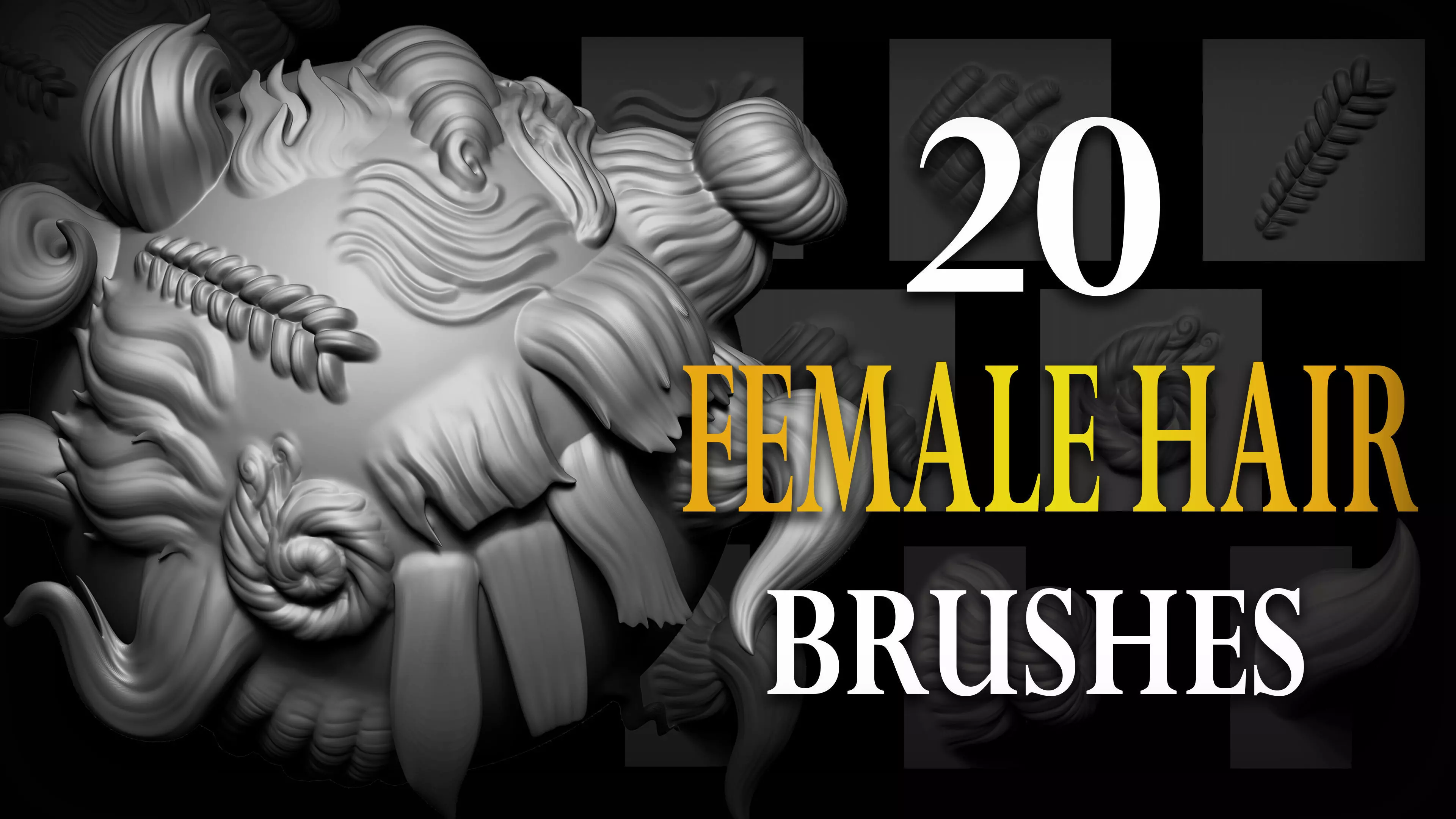 Zbrush - Female Hair VDM Brush 3D model_0