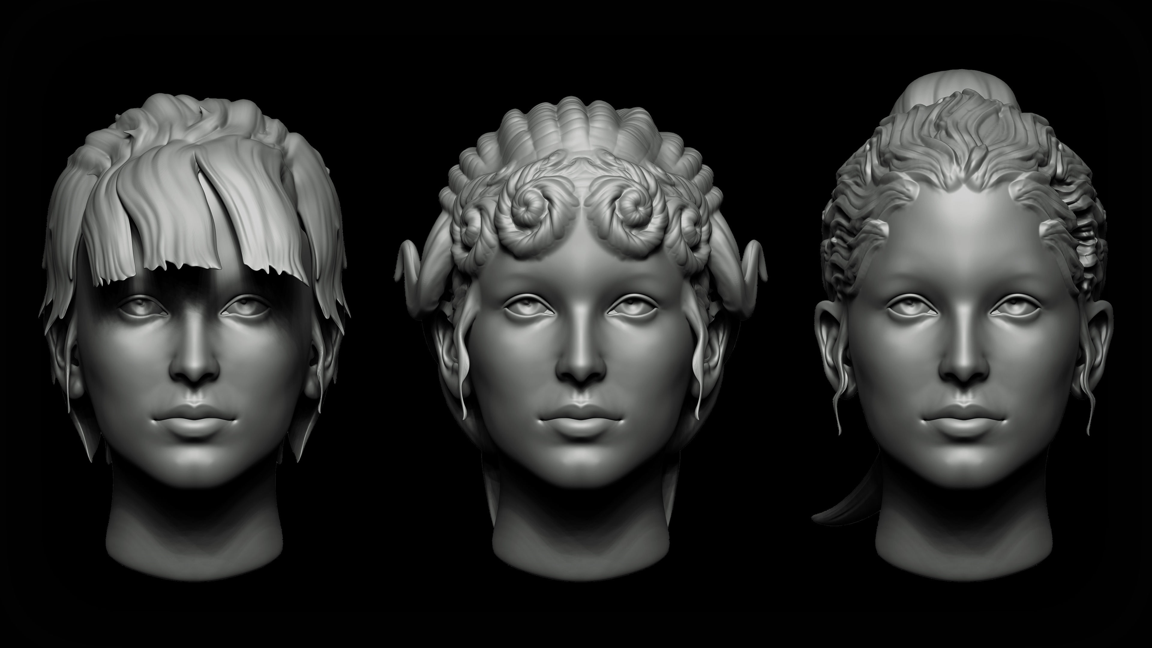 Zbrush - Female Hair VDM Brush 3D model_1