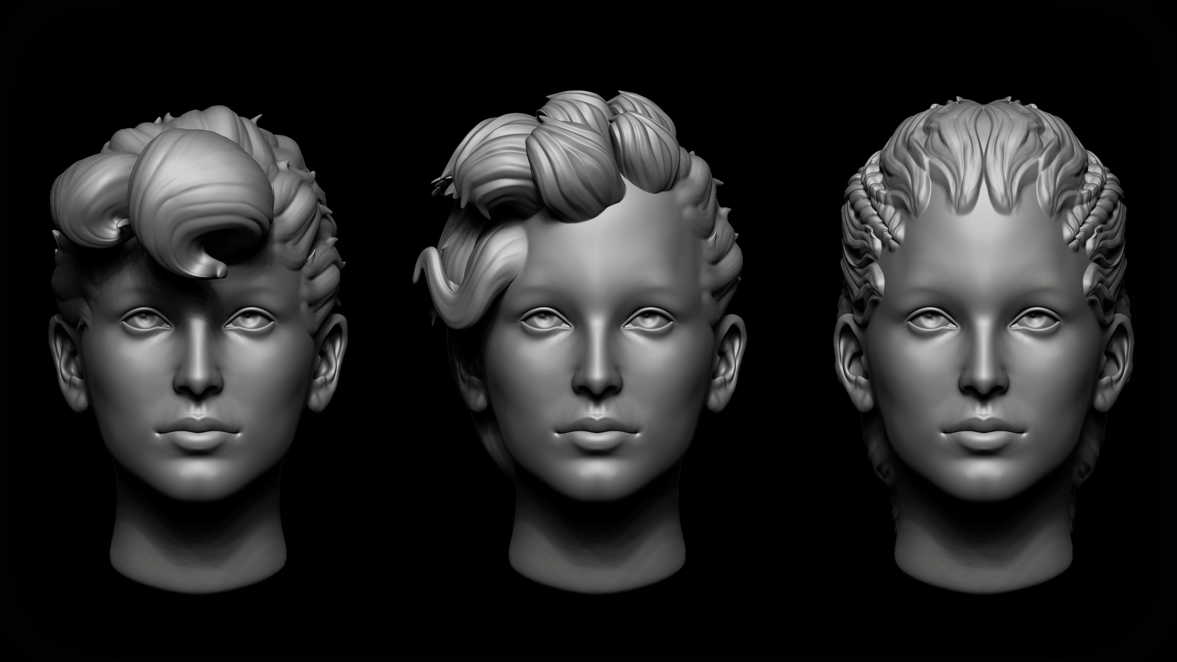 Zbrush - Female Hair VDM Brush 3D model_2