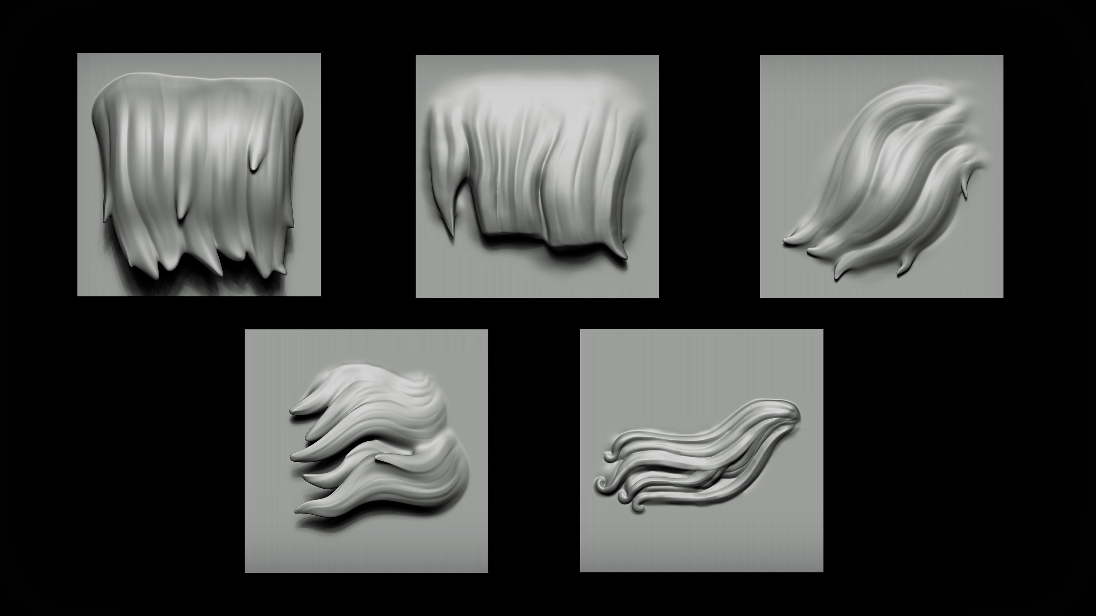 Zbrush - Female Hair VDM Brush 3D model_5