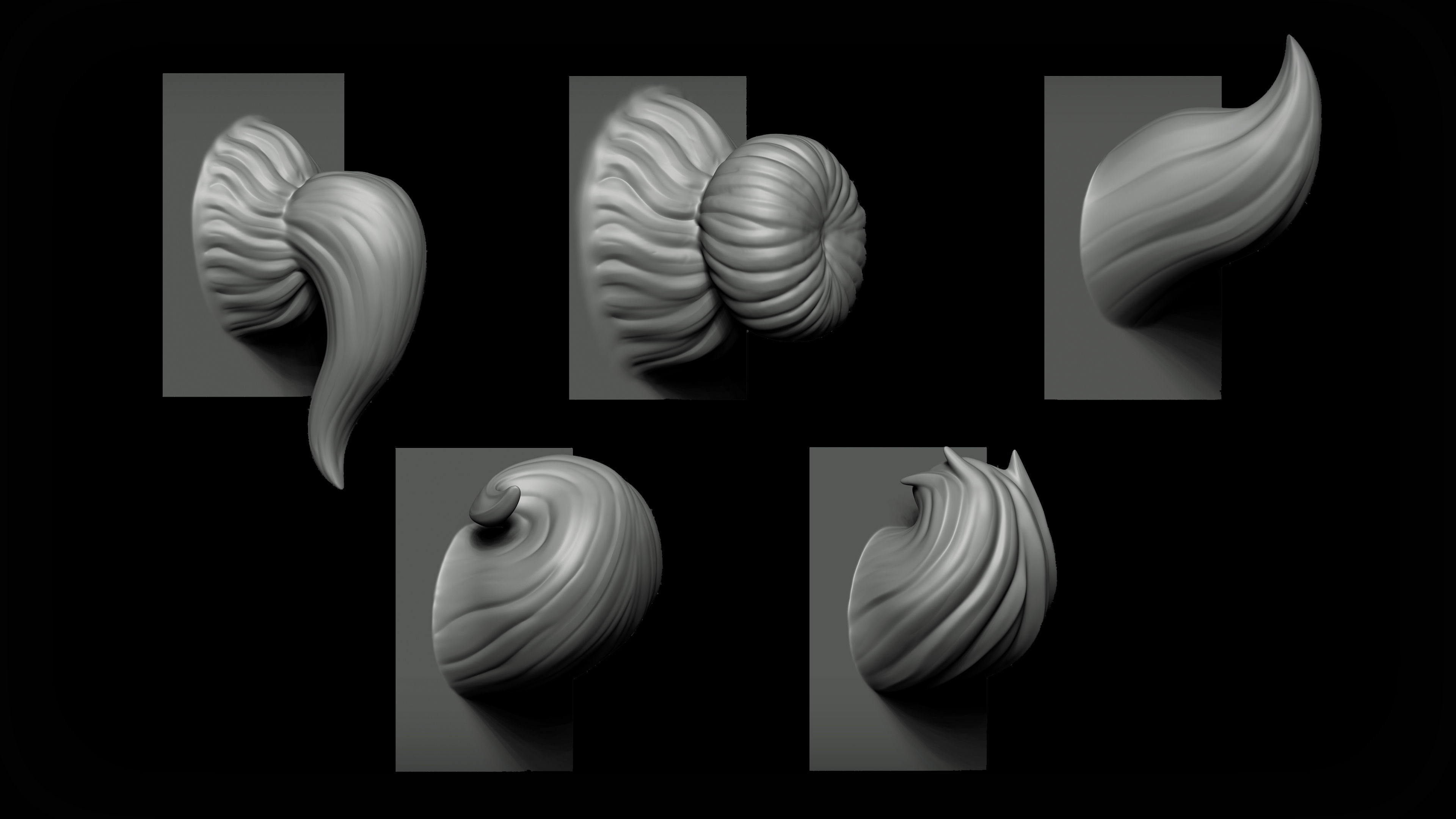Zbrush - Female Hair VDM Brush 3D model_3