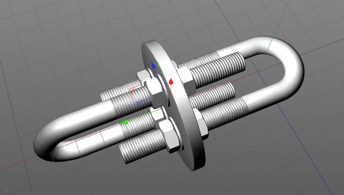 C4D dog bone chain tensioner 3D model_2