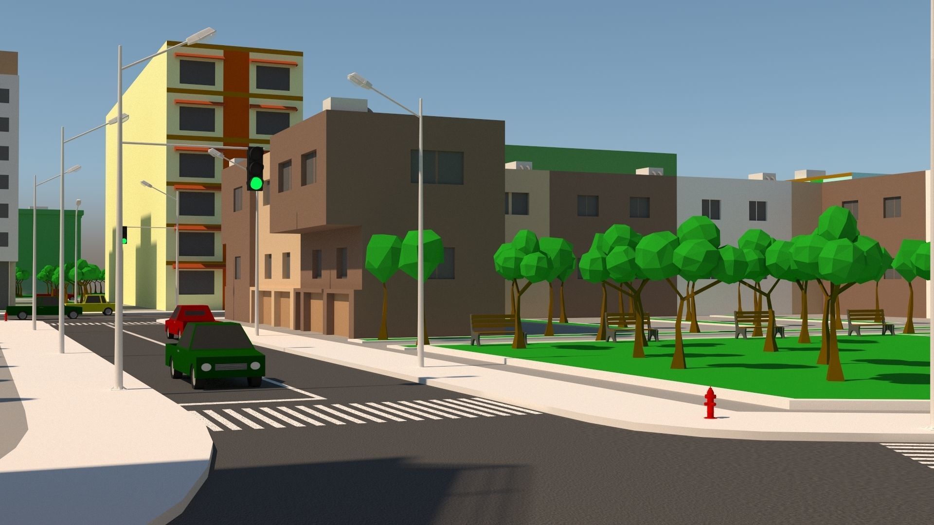 Simple City Low-poly 3D model_13