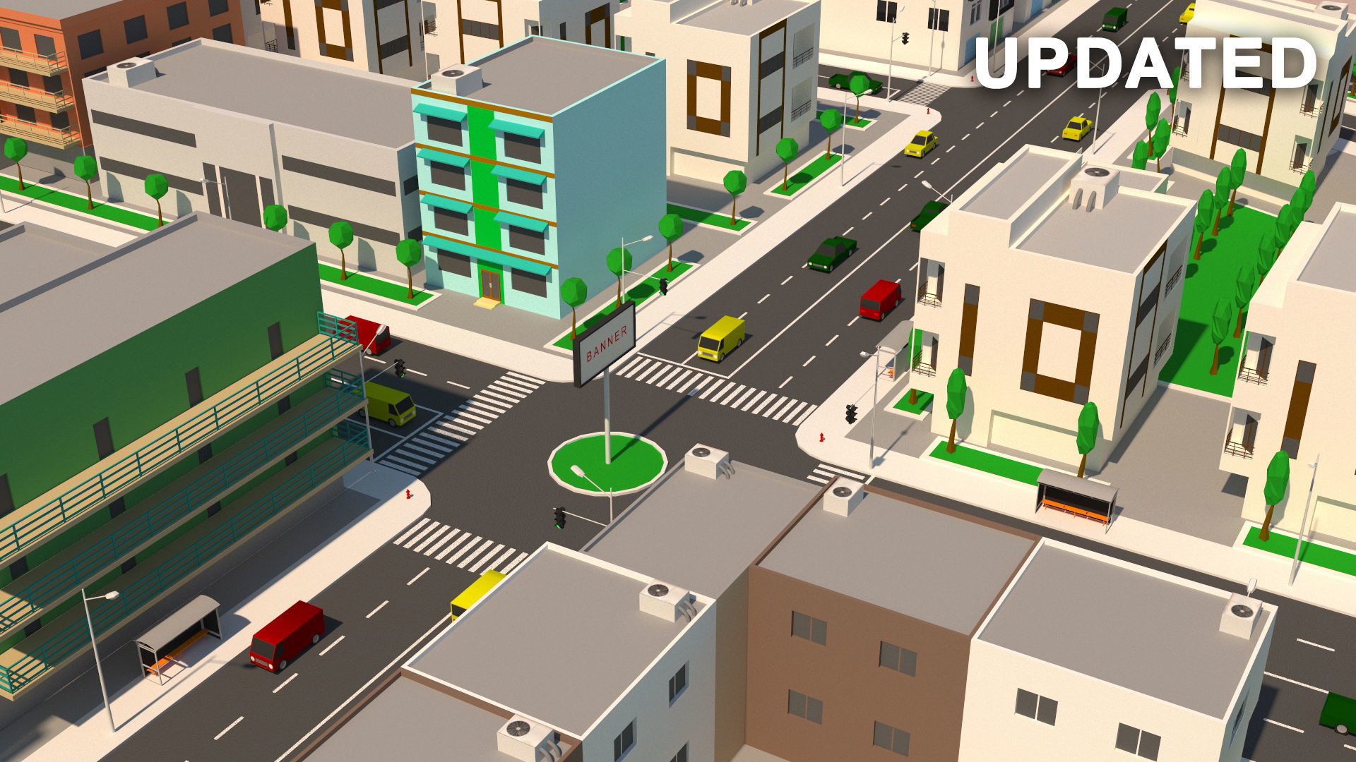Simple City Low-poly 3D model_2