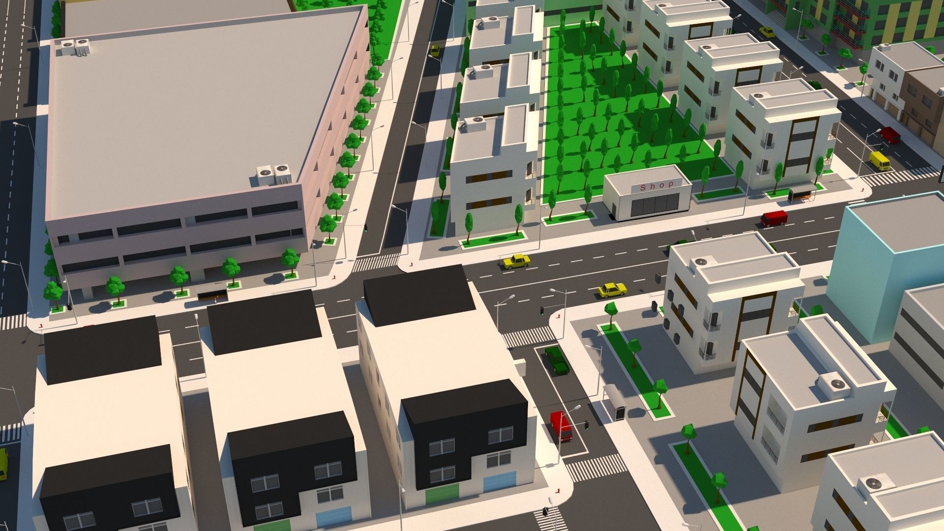 Simple City Low-poly 3D model_7