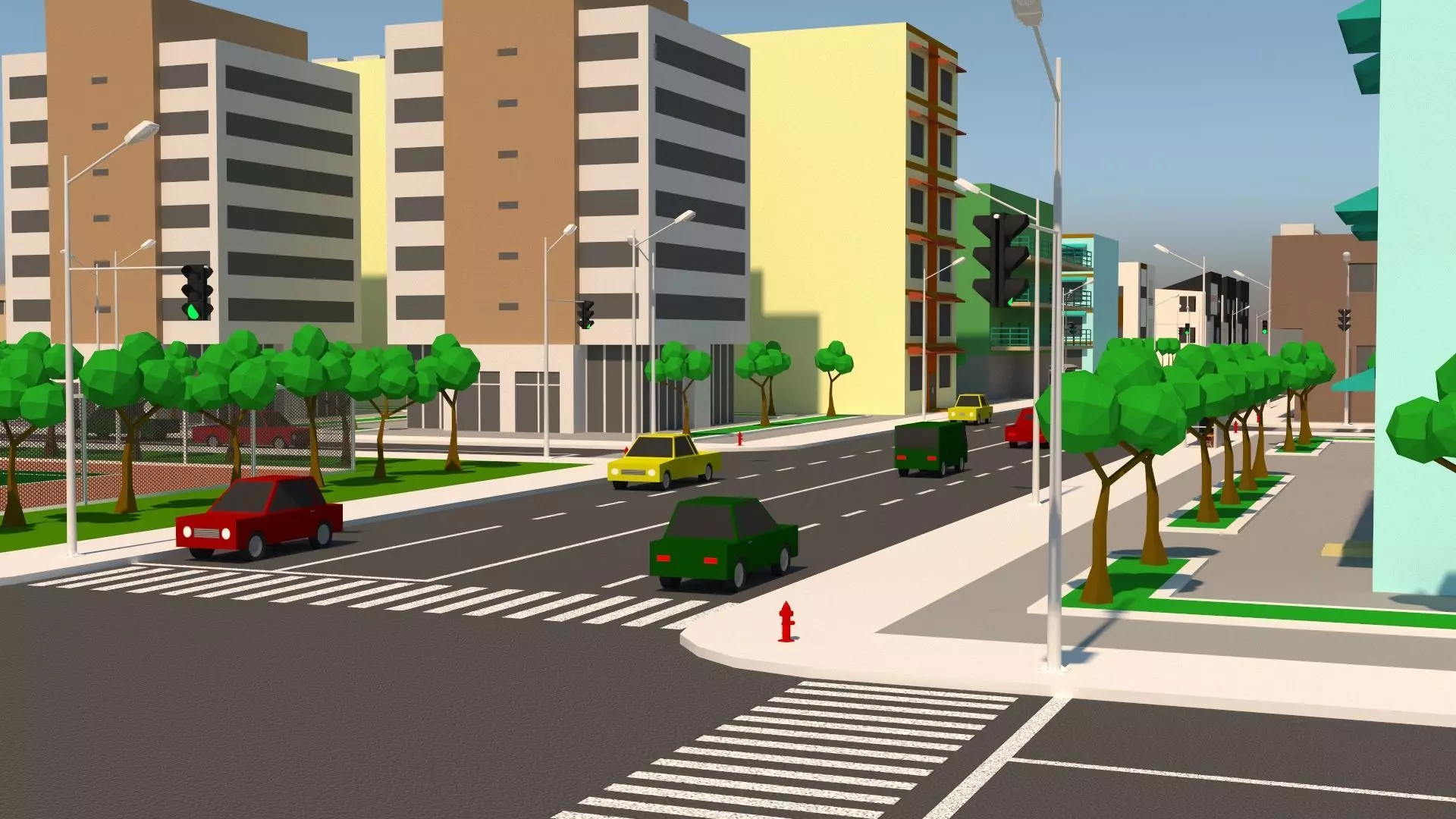 Simple City Low-poly 3D model_0