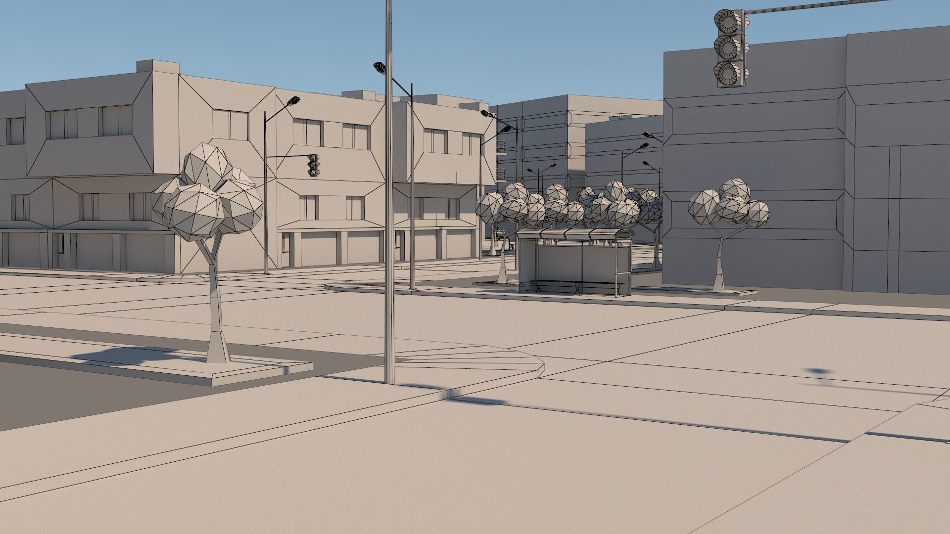Simple City Low-poly 3D model_17