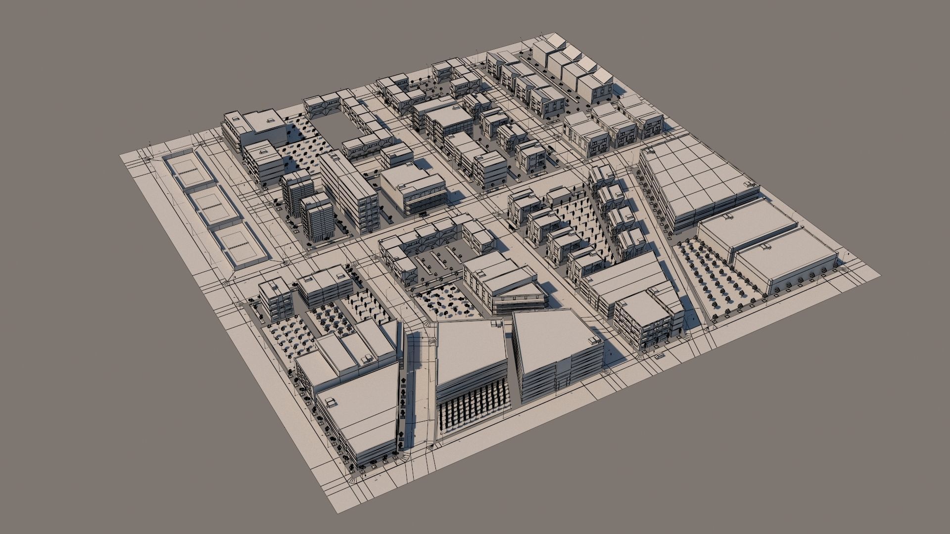 Simple City Low-poly 3D model_15