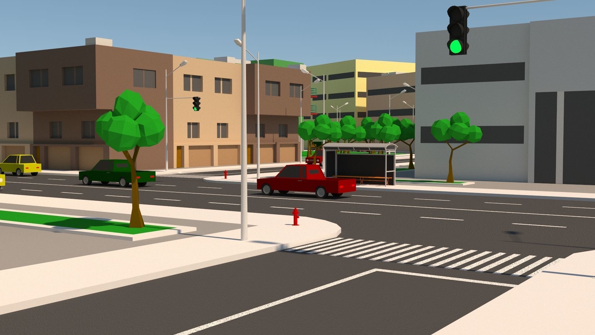 Simple City Low-poly 3D model_12