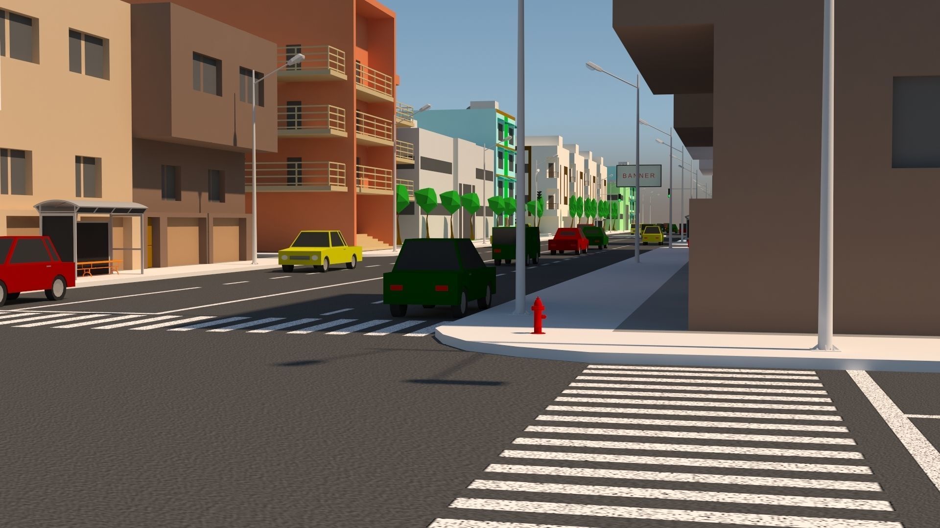 Simple City Low-poly 3D model_4