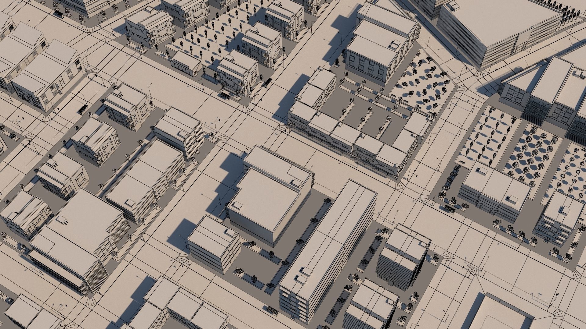 Simple City Low-poly 3D model_16